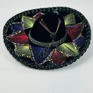 Vintage Pigalle XXXXX Mexican Sombrero Velvet Hat Wall Decor Fiesta Embroidery